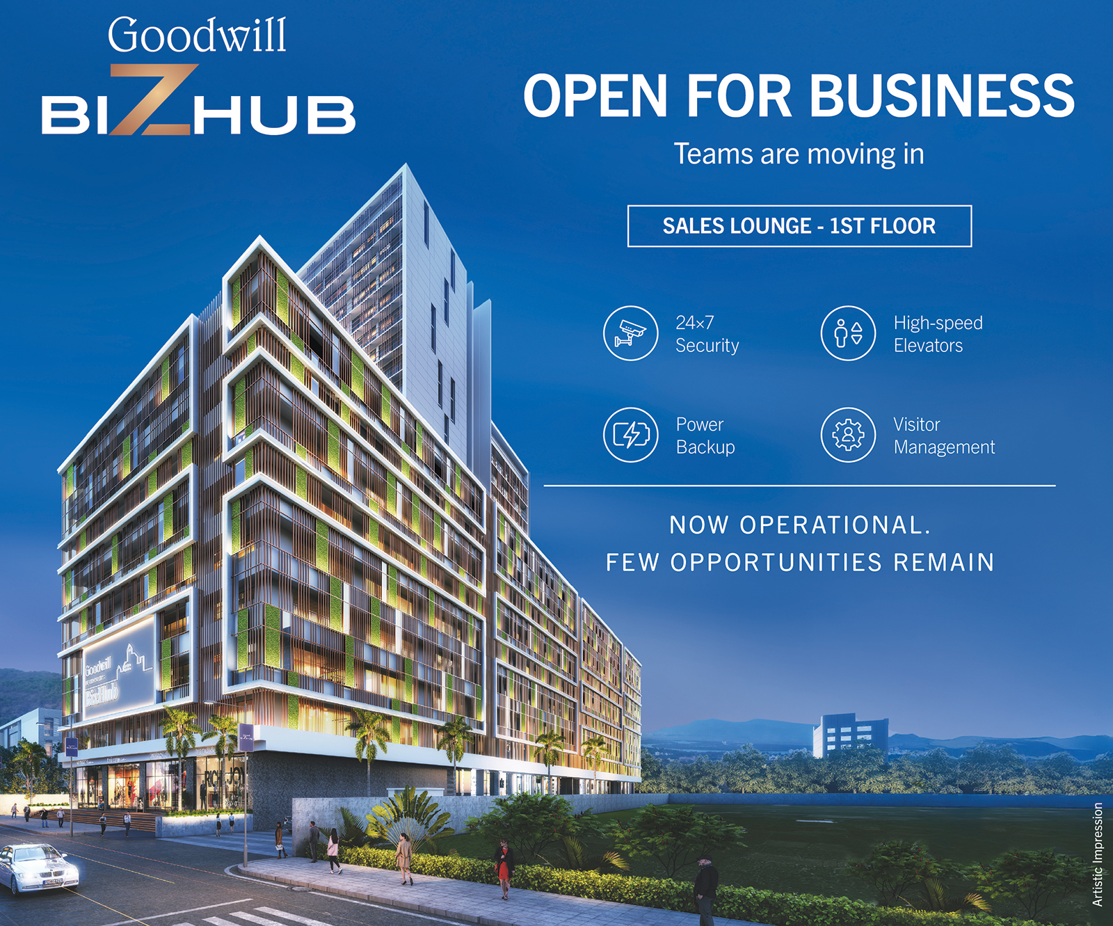 An illustration of Goodwill Bizhub commercial complex